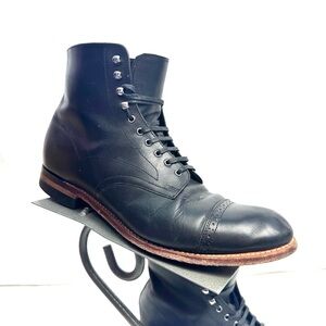 Stacy Adams Madison Black Leather Cap Toe Laceup Boots 10 D